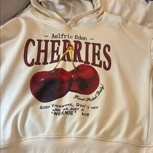 Aelfric Eden Cream Hoodie with Red Cherries